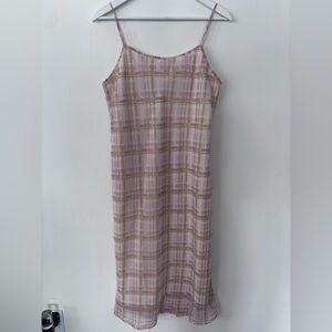 Joe Fresh Pink and Tan Plaid Slip Dress Sz Medium